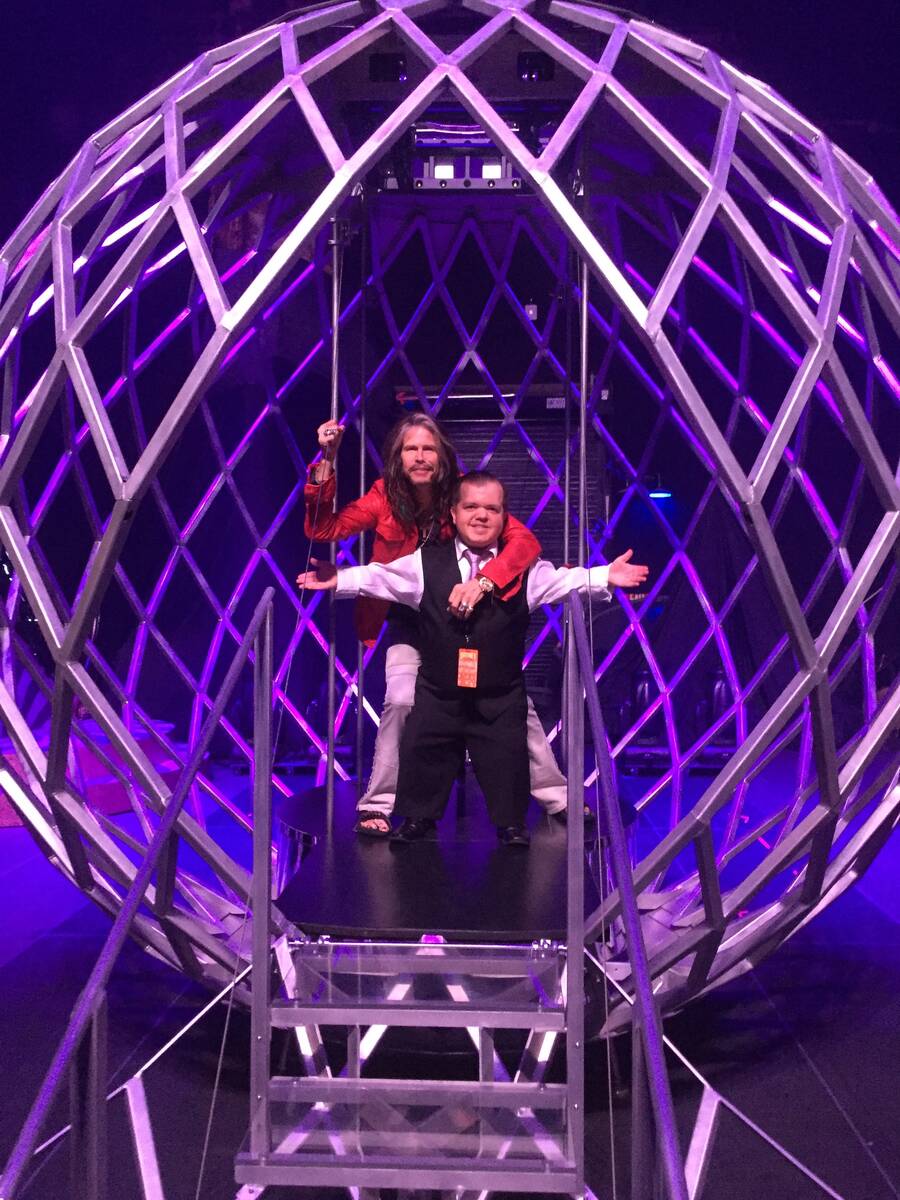 Donny Davis is shown with Steven Tyler in this undated photo. Davis died Tuesday in a guest roo ...