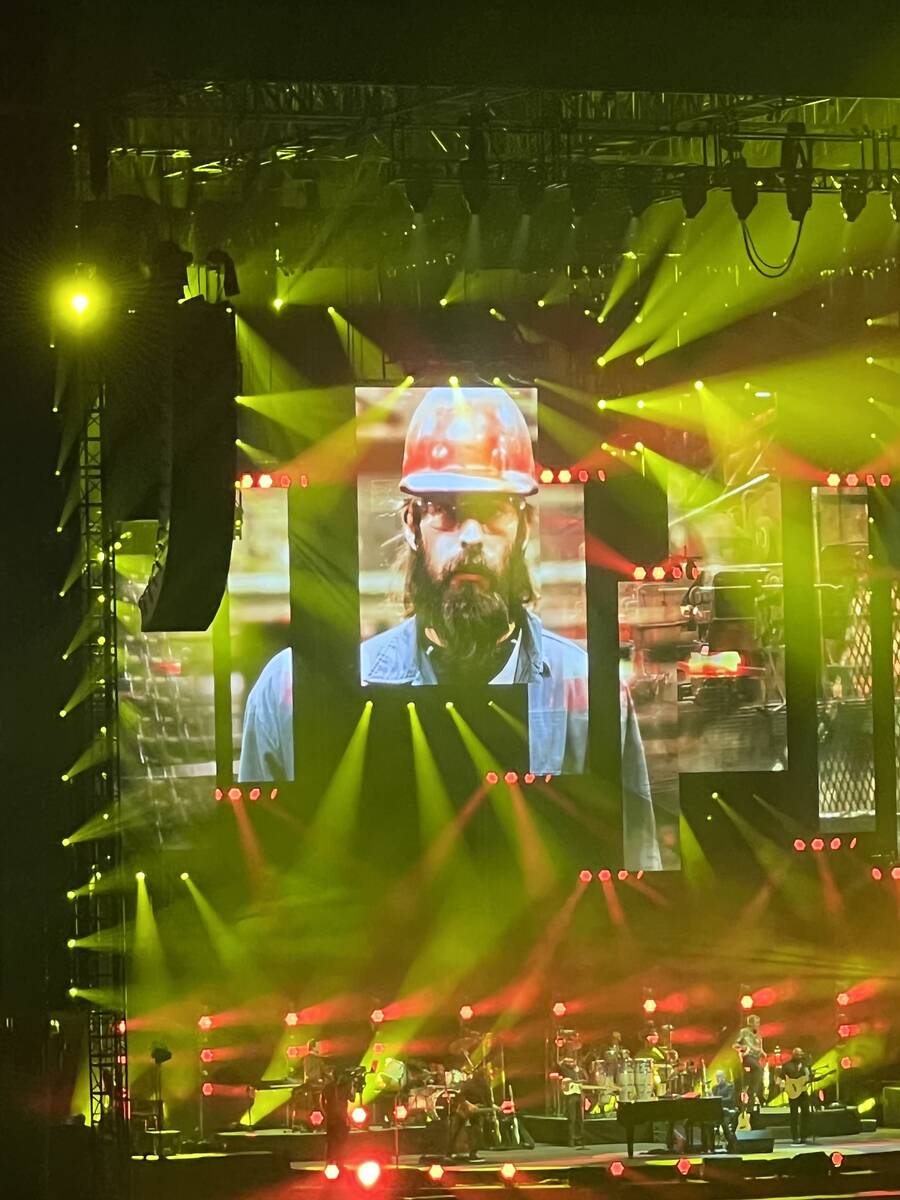 Billy Joel performs "Allentown" at Allegiant Stadium on Saturday, Feb. 26, 2022. (John Katsilom ...