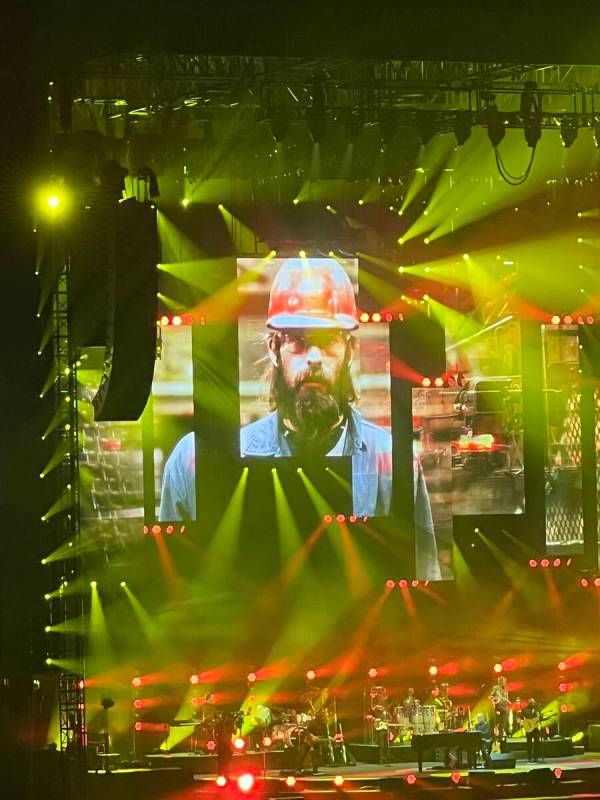 Billy Joel performs "Allentown" at Allegiant Stadium on Saturday, Feb. 26, 2022. (John Katsilom ...