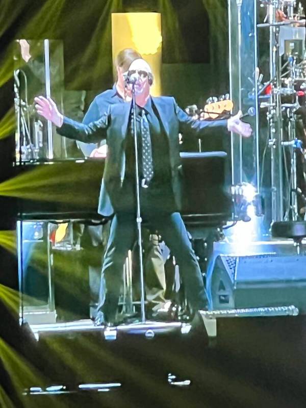 Billy Joel performs a tribute to Elvis at Allegiant Stadium on Saturday, Feb. 26, 2022. (John K ...