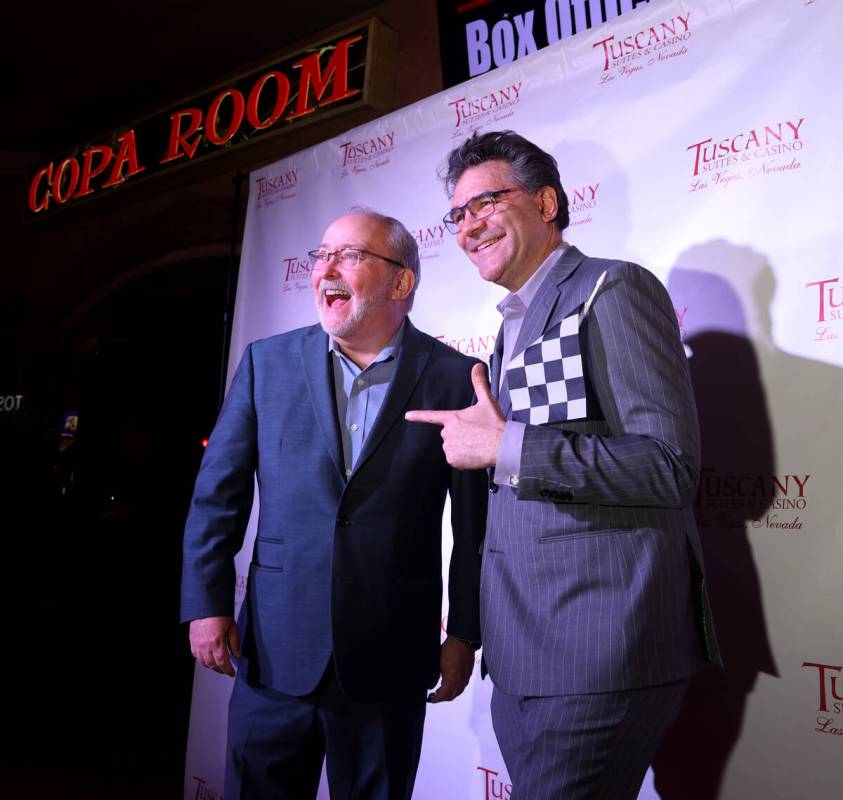 Las Vegas Review-Journal man-about-town columnist John Katsilometes, right, with Myron Martin, ...