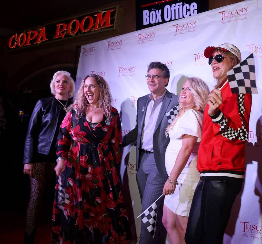 Las Vegas Review-Journal man-about-town columnist John Katsilometes, center, with, from left, J ...