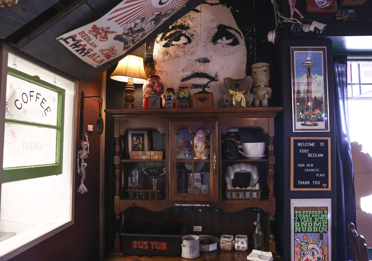 Interior decor at Fort Bedlam coffee house in New Orleans Square on Thursday, March 3, 2022, in ...
