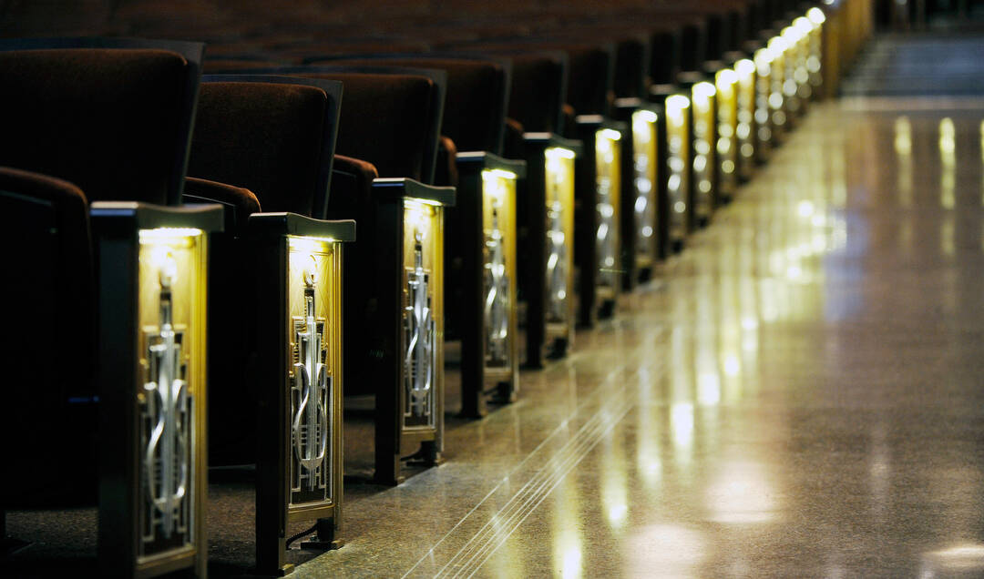 Architectural details on the sides of the seating inside Reynolds Hall at The Smith Center Of T ...