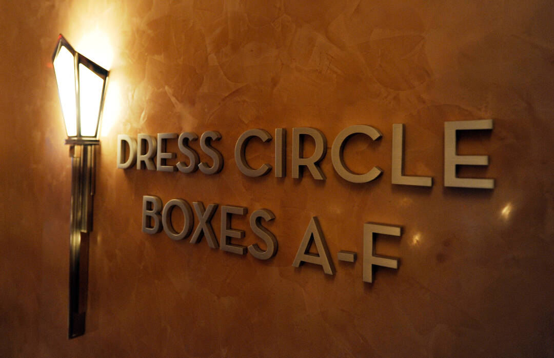 A directional sign inside Reynolds Hall at The Smith Center Of The Performing Arts on Wednesday ...