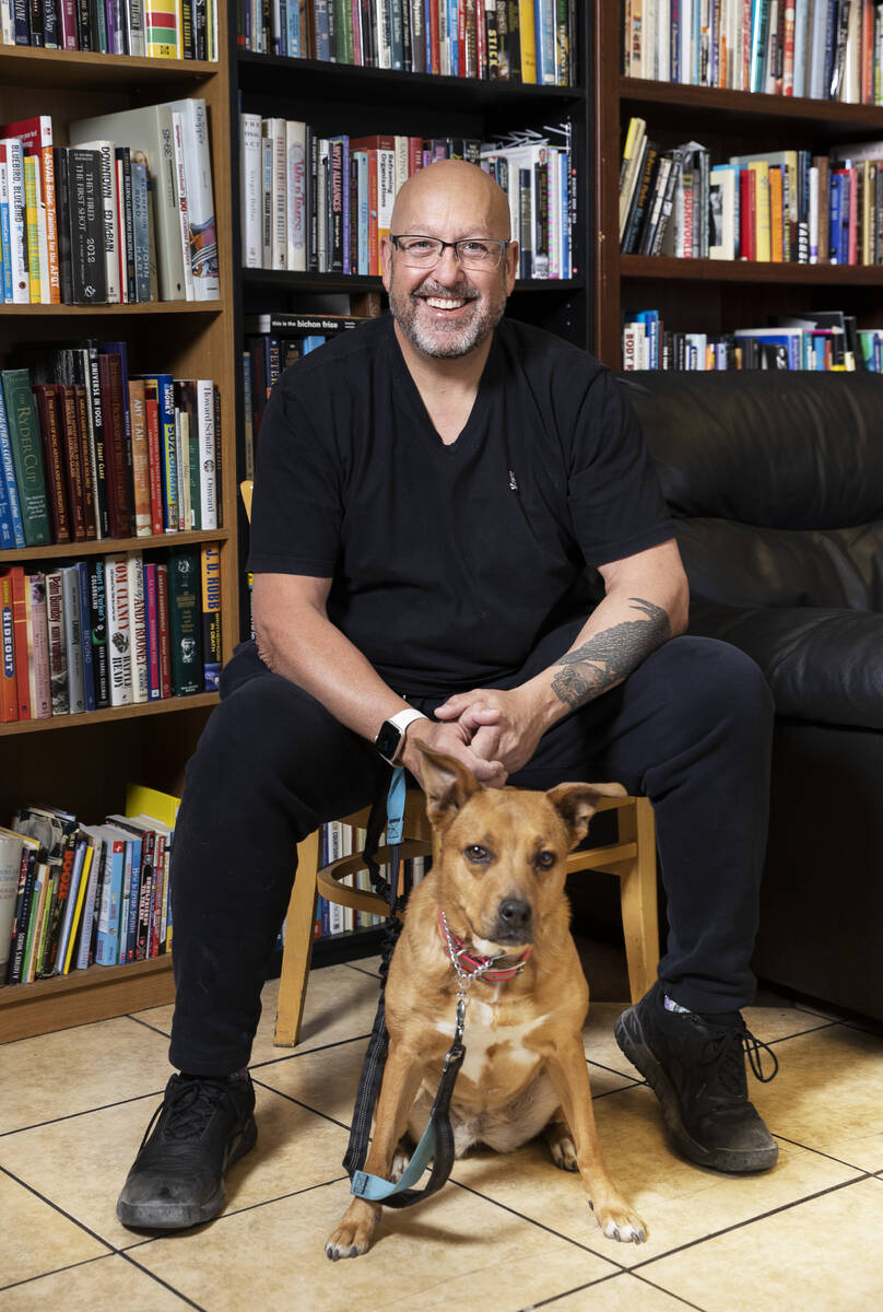 Poet and retired Las Vegas Metro Police Captain Harry Fagel at Grouchy John’s Coffee on ...