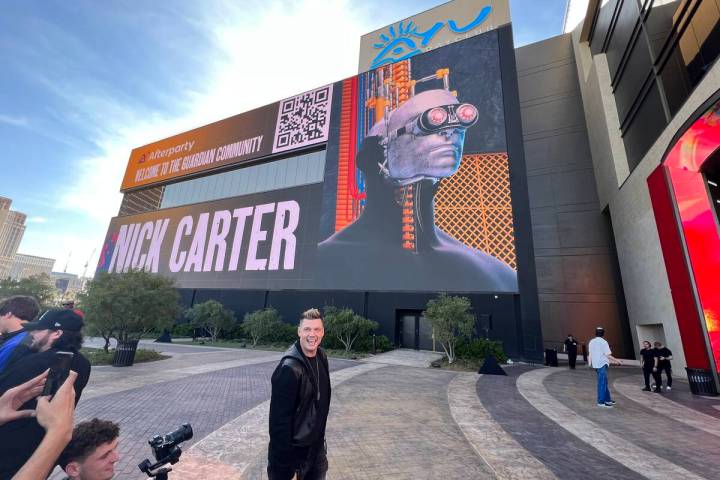 Nick Carter of the Backstreet Boys is shown with his first NFT digital art piece at Resorts Wor ...