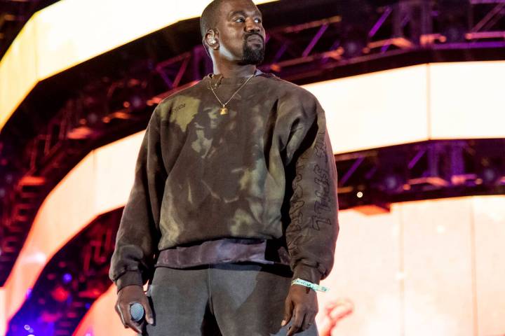 FILE - This April 20, 2019 file photo shows Kanye West performing at the Coachella Music & Arts ...