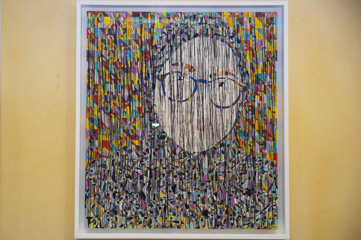 Ghada Amer’s "Portrait of Trini" hangs in the Bellagio Spa and Salon. (Erik Verduzco / Las Ve ...