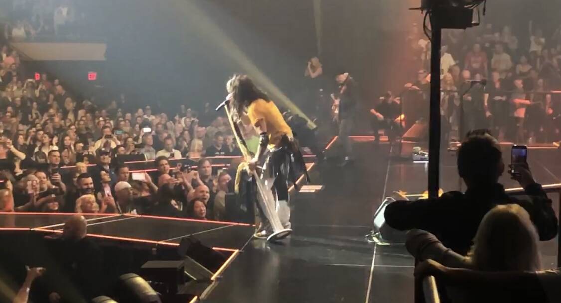 Steven Tyler of Aerosmith is shown on opening night of the band's "Deuces Are Wild" residency a ...
