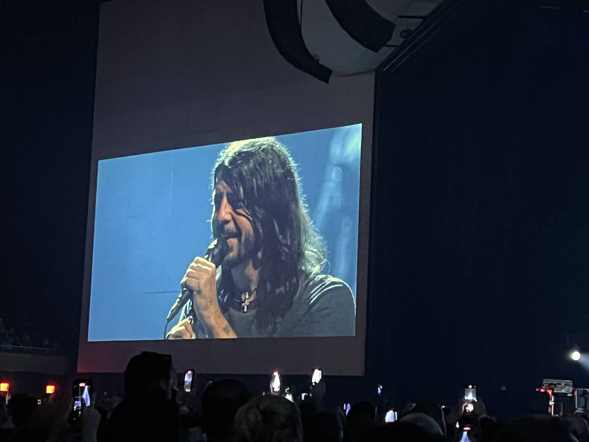 Dave Grohl of Foo Fighters is shown at Dolby Live on Saturday, Dec. 4, 2021. (John Katsilometes ...