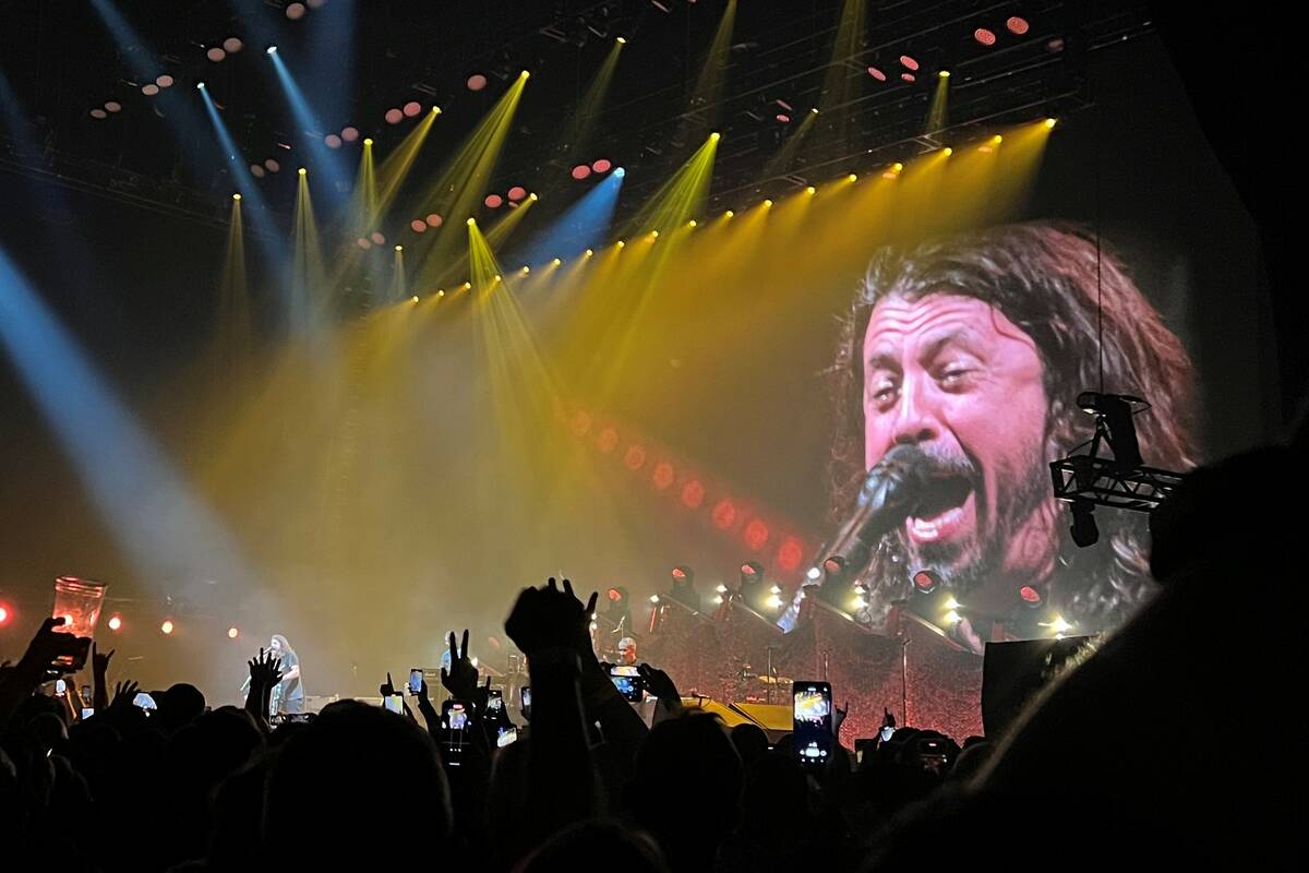 Dave Grohl of Foo Fighters is shown at Dolby Live on Saturday, Dec. 4, 2021. (John Katsilometes ...