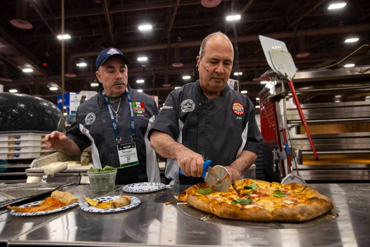 Metro Pizza co-owner John Arena speaks during a demonstration at the Marra Forni Brick Oven Coo ...
