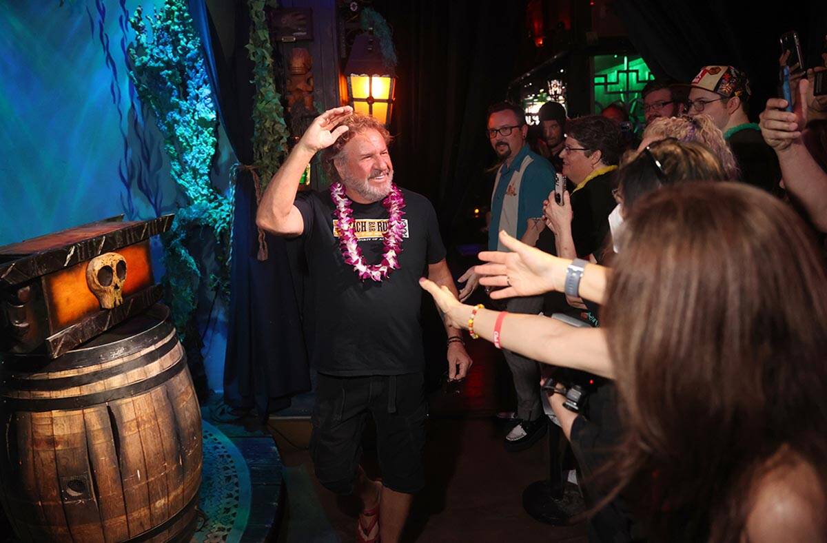 Sammy Hagar arrives for his shrunken head unveiling ceremony at The Golden Tiki in Las Vegas Sa ...