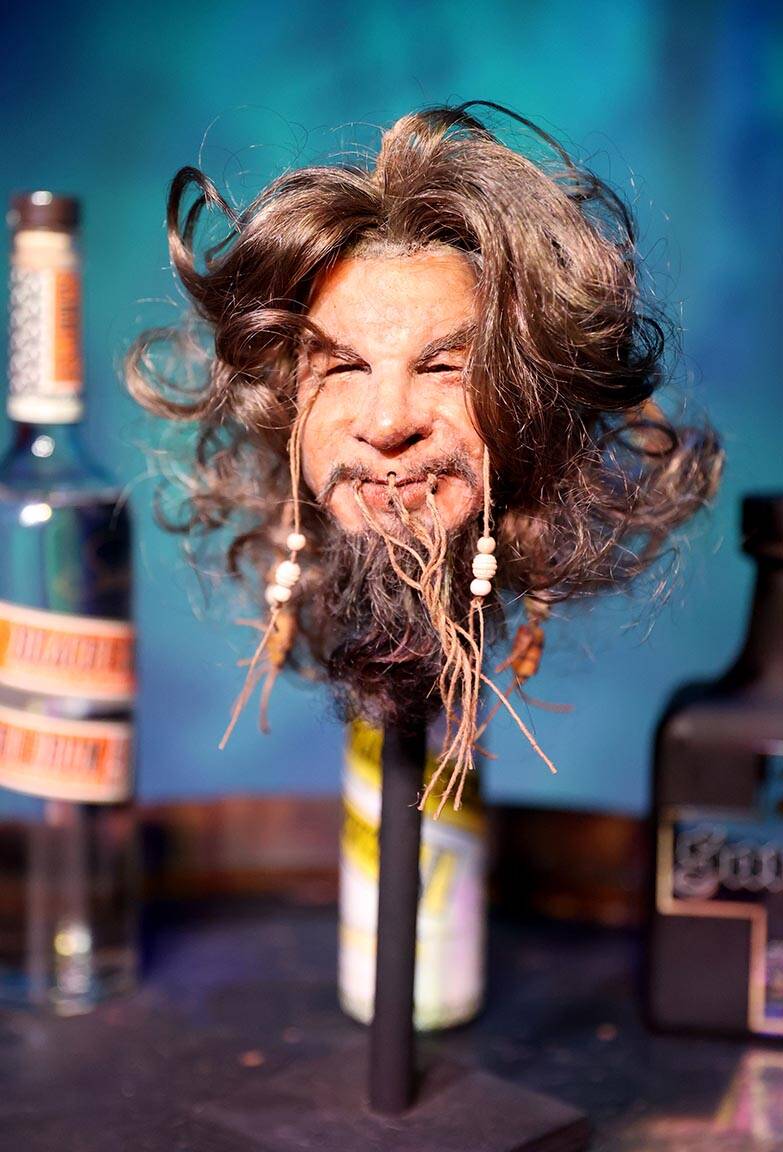 Sammy Hagar shrunken head during an unveiling ceremony at The Golden Tiki in Las Vegas Saturday ...