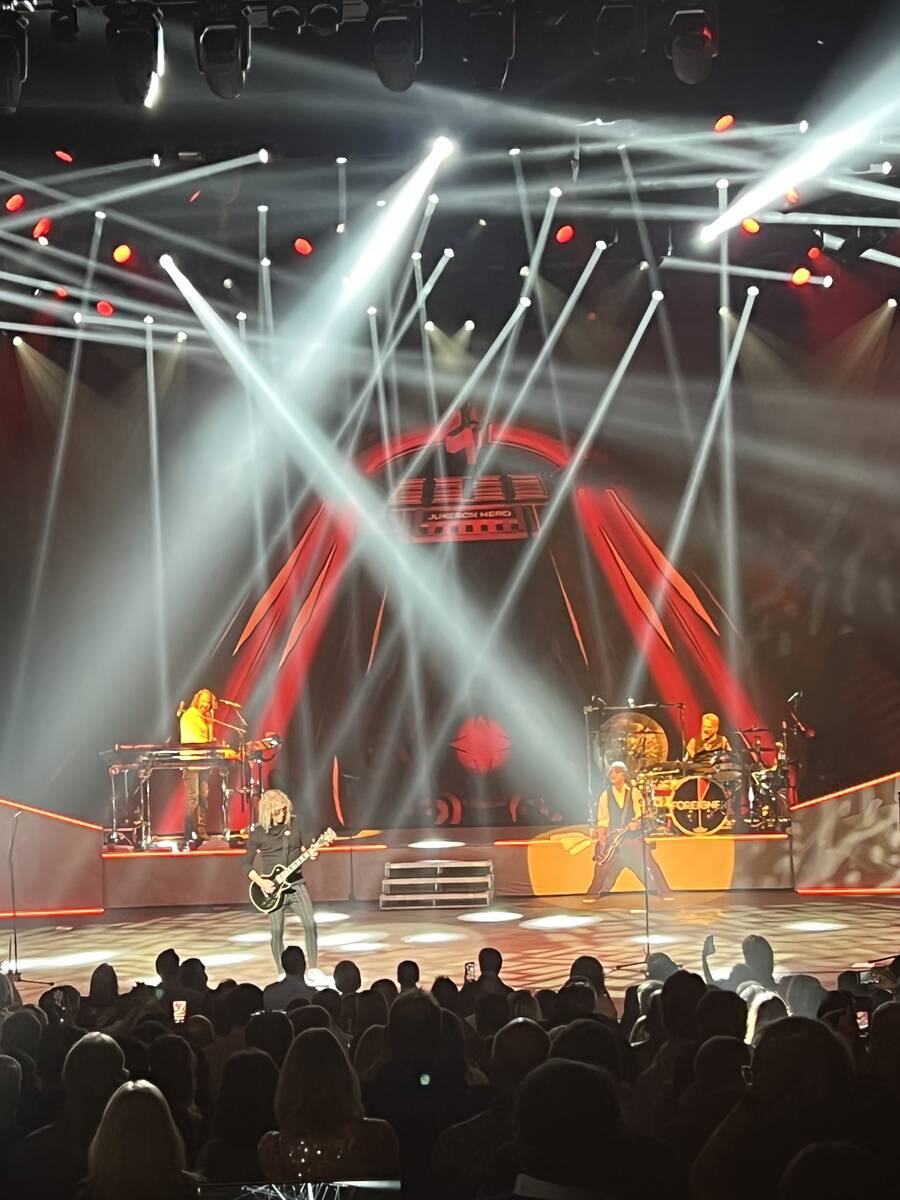 Foreigner performs at The Venetian Theatre on Friday, March 25, 2022. (John Katsilometes/Las Ve ...