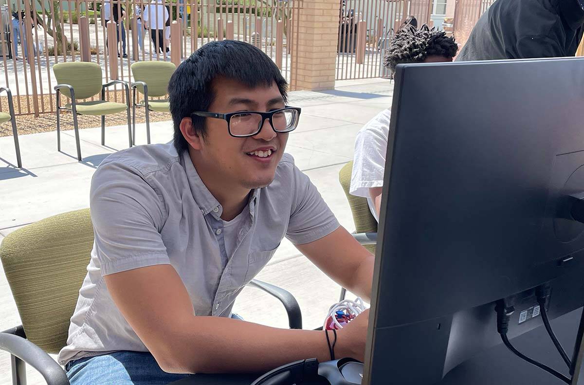 The NBA 2K22 tournament was spit into youth and adult brackets. (Lukas Eggen / Las Vegas Review ...