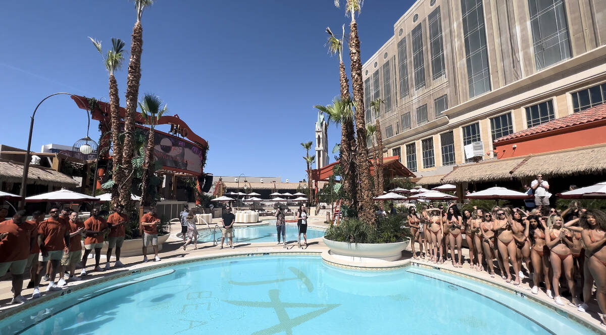 The new Tao Beach Club pool deck is shown on Friday, April 1, 2022. (John Katsilometes/Las Vega ...