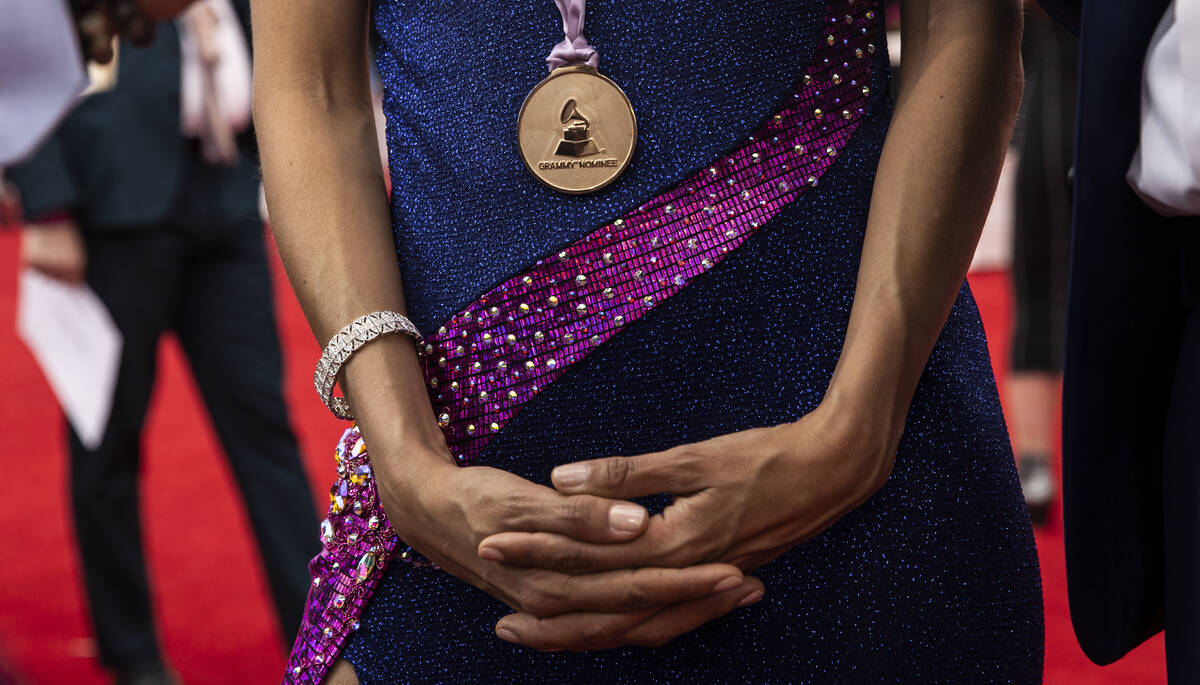 123 Andres on the the red carpet before the start of the 2022 Grammy Awards on Sunday, April 3, ...