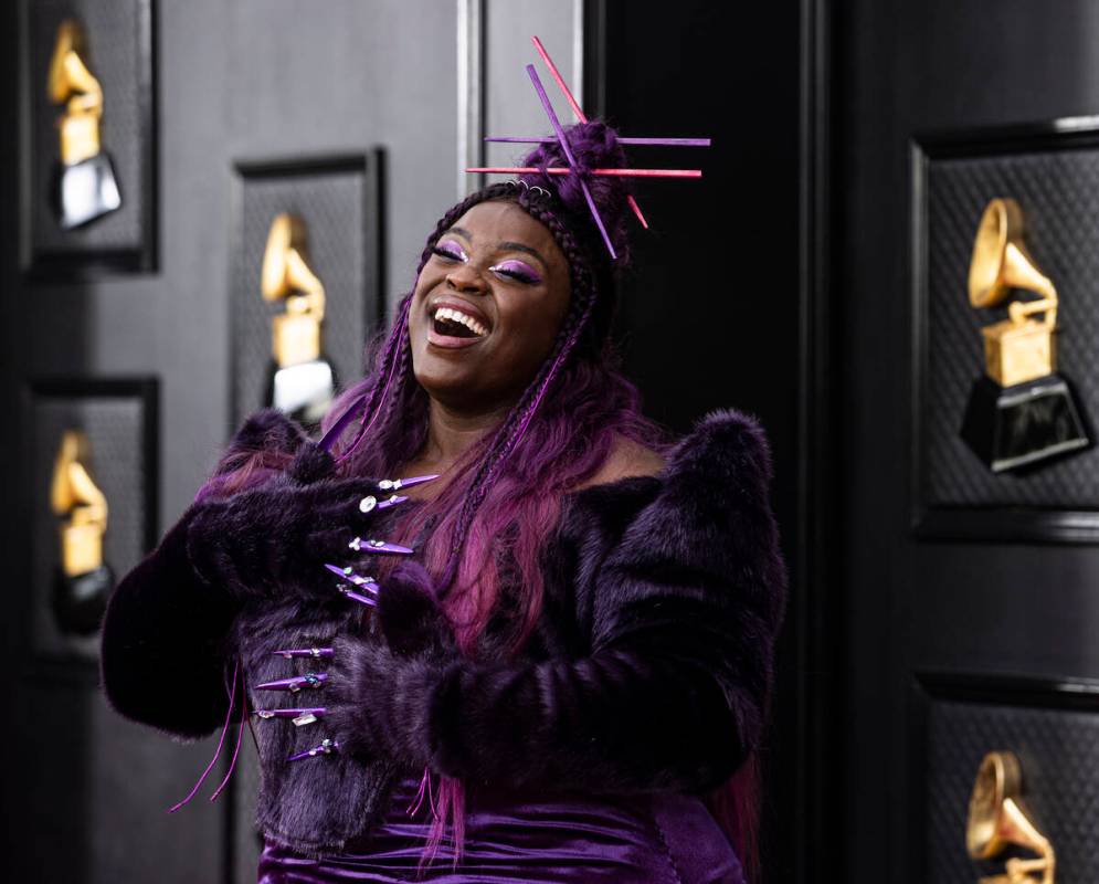 Yola on the red carpet before the start of the 2022 Grammy Awards on Sunday, April 3, 2022, at ...