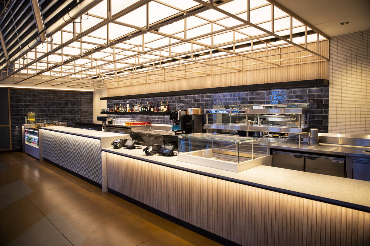 The interior of Lumin Cafe inside of the Illuminarium Experiences entertainment venue in Las Ve ...