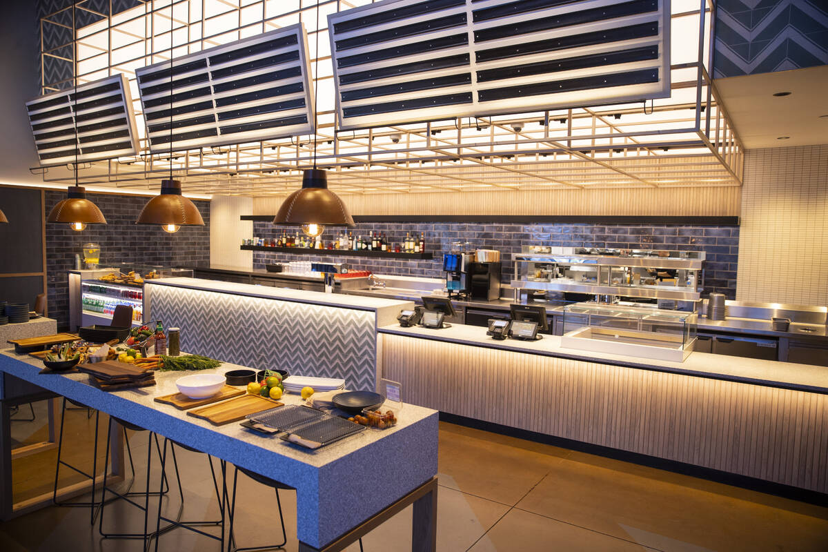 The interior of Lumin Cafe inside of the Illuminarium Experiences entertainment venue in Las Ve ...