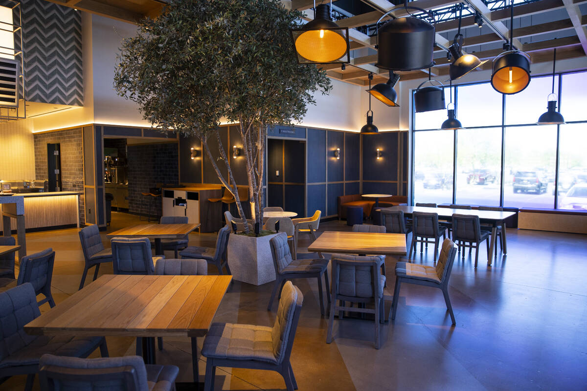 The interior of Lumin Cafe inside of the Illuminarium Experiences entertainment venue in Las Ve ...