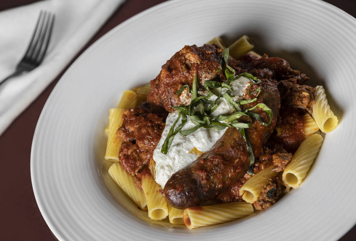 Sunday Gravy with rigatoni, meatballs, Italian sausage and ricotta at Piero's Italian Cuisine o ...