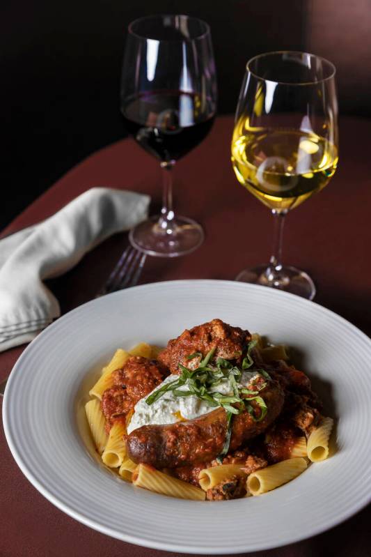 Sunday Gravy with rigatoni, meatballs, Italian sausage and ricotta at Piero's Italian Cuisine o ...