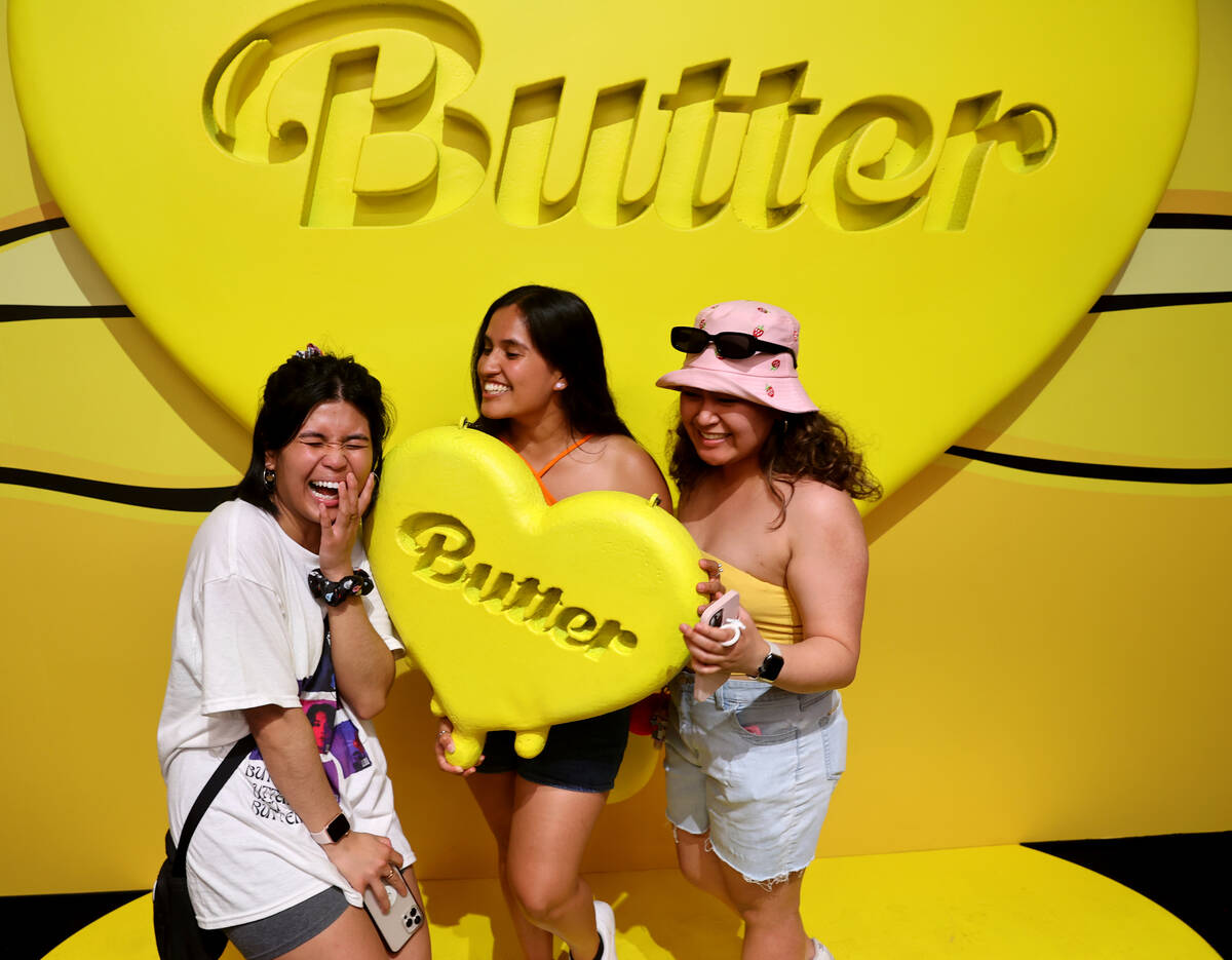 BTS fans, from left, Sheila Ano, 26, of San Francisco, Jennifer Frias, 28, of Orange County, Ca ...