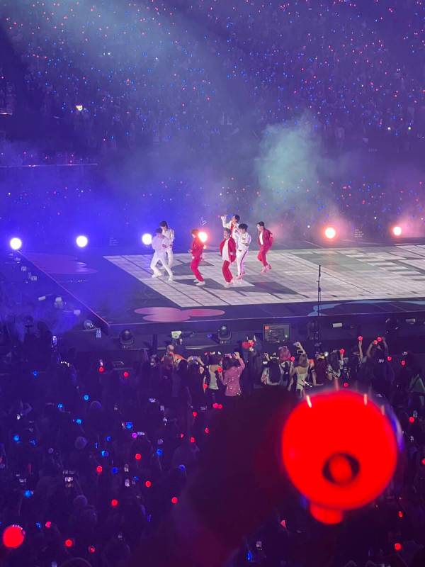 BTS' opening night show at Allegiant Stadium, Friday, April 8, 2022. (John Katsilometes/Las Veg ...
