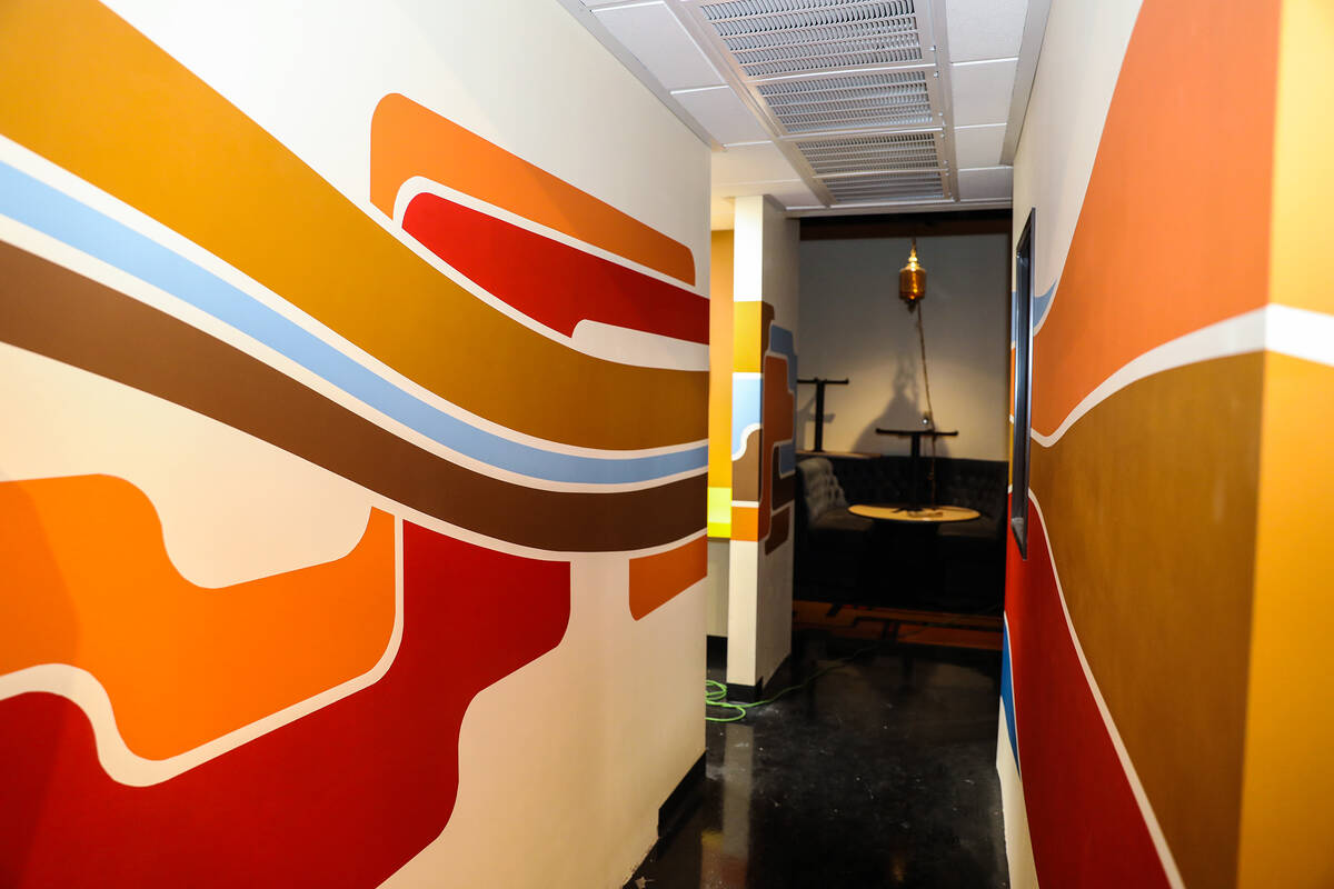 The hallway at Square Bar, a 70’s-themed bar that just opened at New Orleans Square in Las Ve ...