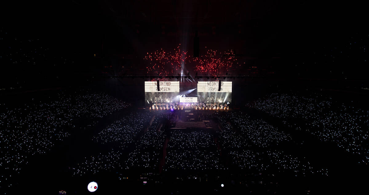 BTS performs at Allegiant Stadium in Las Vegas on Saturday, April 9, 2022. (Bighit Music)
