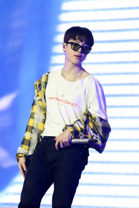 Jimin of BTS performs at Allegiant Stadium in Las Vegas on Saturday, April 9, 2022. (Bighit Music)