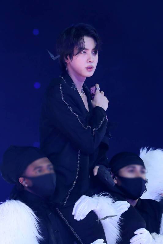 Jin of BTS performs at Allegiant Stadium in Las Vegas on Saturday, April 9, 2022. (Bighit Music)