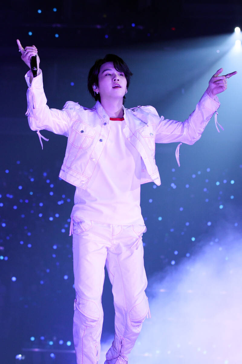 Suga of BTS performs at Allegiant Stadium in Las Vegas on Saturday, April 9, 2022. (Bighit Music)