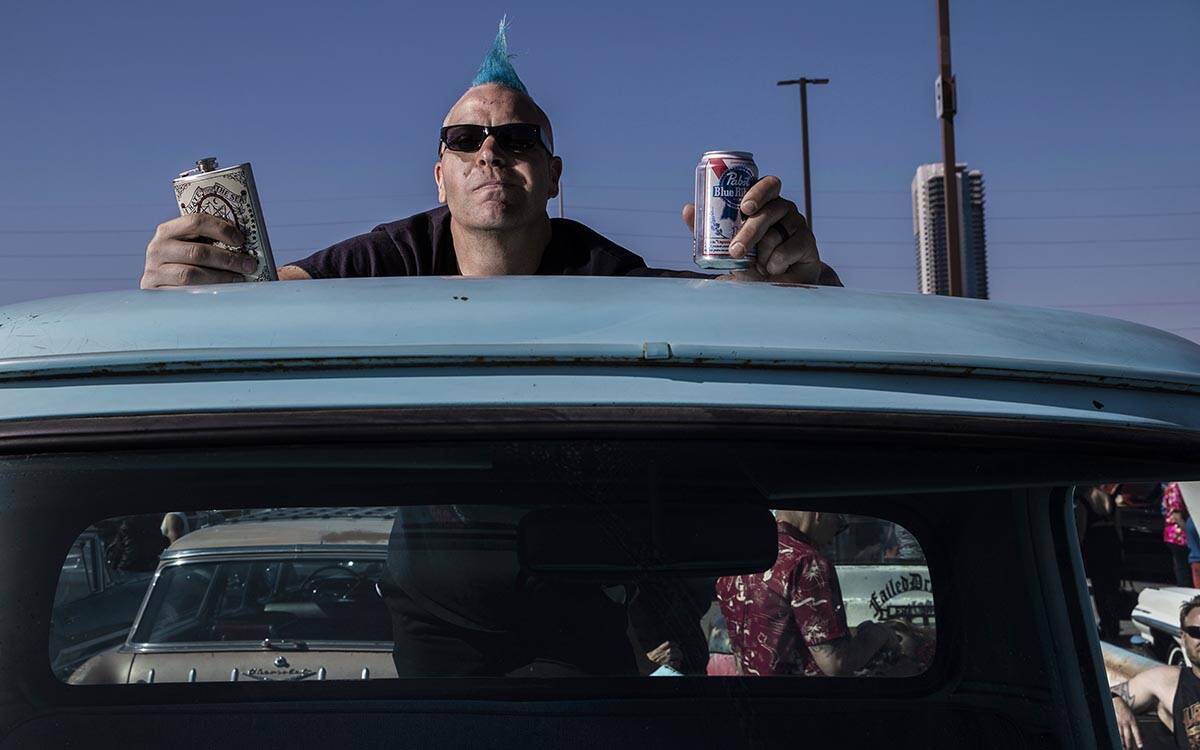 Mike Burkley, from San Luis Obispo, Calif., during the Rockabilly Car Show at Viva Las Vegas Ro ...