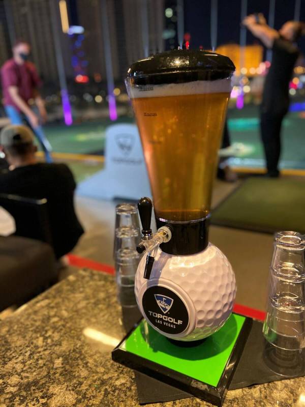 A 128-ounce beer tower at TopGolf Las Vegas. (TopGolf Las Vegas)