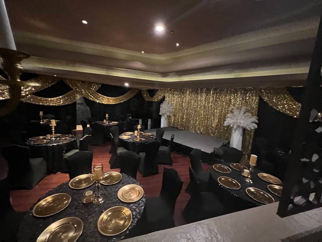 The dining room of Frank Marino Red Carpet Lounge at the Westgate on Tuesday, April 19, 2022 (J ...