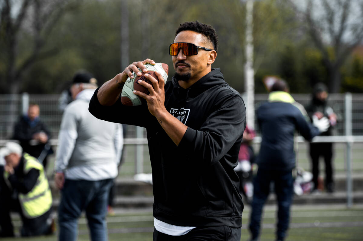 Jakob Johnson of the Las Vegas Raiders is shown in this undated photo. Johnson played three yea ...