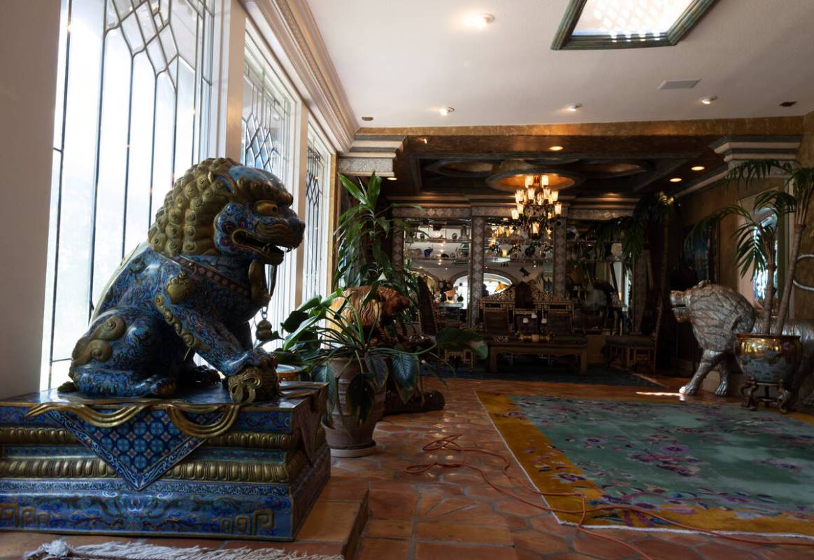 Items for sale from Siegfried & Roy's Jungle Palace are shown in this undated photo. The legend ...
