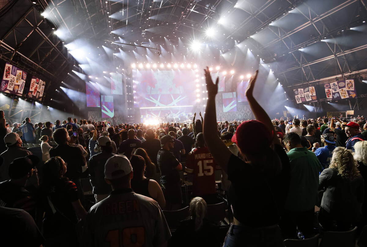 Weezer performs following the first round of the NFL draft on Thursday, April 28, 2022, in Las ...