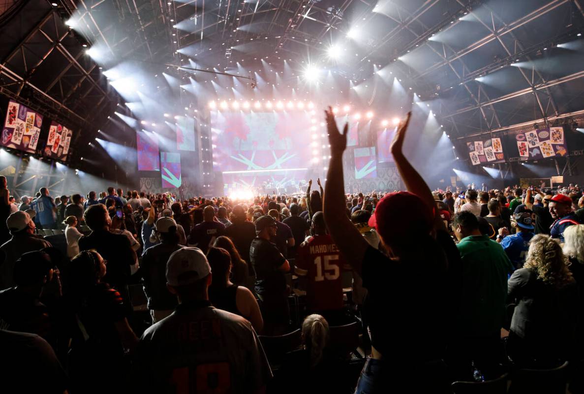 Weezer performs following the first round of the NFL draft on Thursday, April 28, 2022, in Las ...