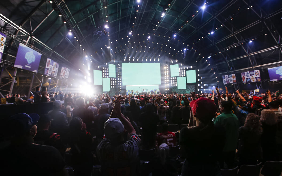 Weezer performs following the first round of the NFL draft on Thursday, April 28, 2022, in Las ...