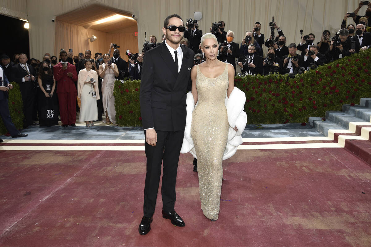 Kim Kardashian, right, and Pete Davidson attend The Metropolitan Museum of Art's Costume Instit ...