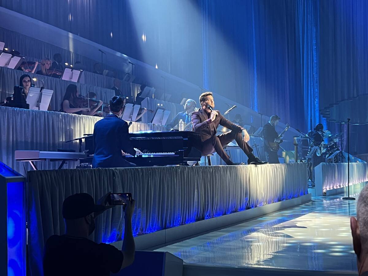Michael Bublé is shown on opening night at the Theatre at Resorts World Las Vegas on Wednesday ...