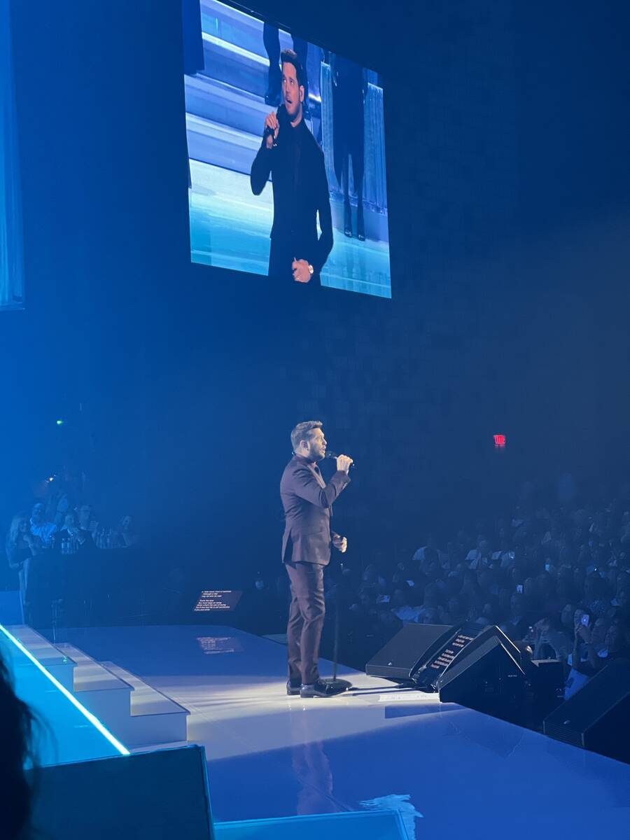 Michael Bublé is shown on opening night at the Theatre at Resorts World Las Vegas on Wednesday ...