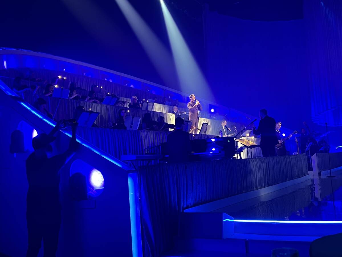 Michael Bublé is shown on opening night at the Theatre at Resorts World Las Vegas on Wednesday ...