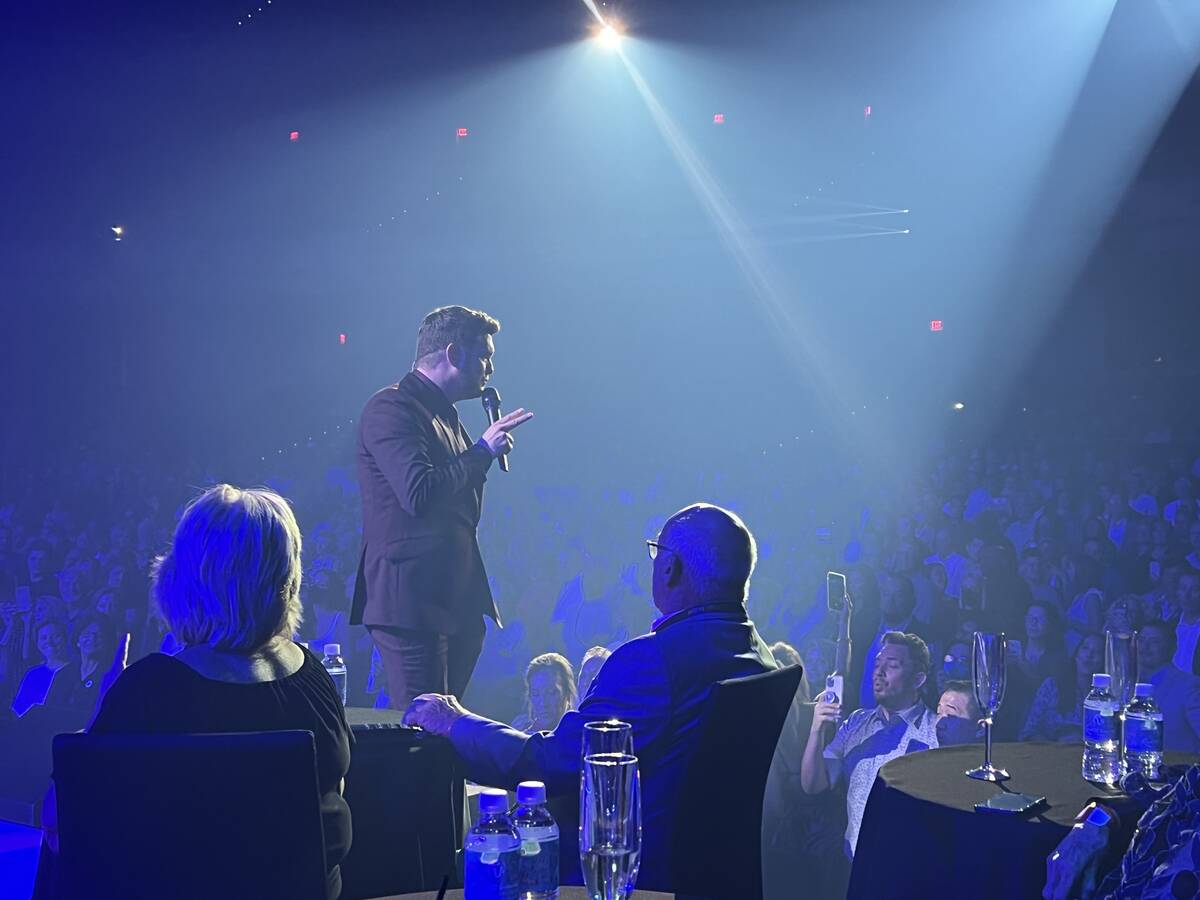 Michael Bublé is shown on opening night at the Theatre at Resorts World Las Vegas on Wednesday ...