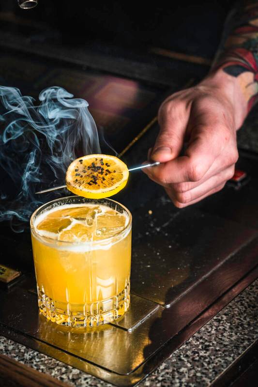 A Paranoid cocktail from The Sand Dollar Lounge in The Plaza casino in downtown Las Vegas; it's ...